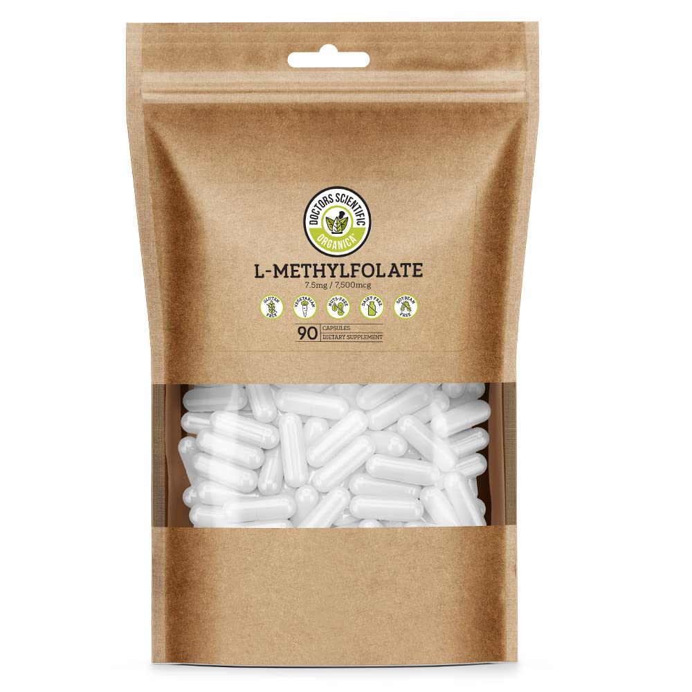DSO L Methylfolate 7.5mg (5 MTHF Supplement) - 90 Vegan Capsules (7.5 mg) - Active L Methyl Folate Supplement for Homocysteine Control - Folic Acid Vitamin - Eco-Friendly Packaging