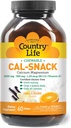 Country Life Cal-Snack, Chewable Calcium, Magnesium with Vitamin D, 1000mg/500mg/50 IU, Dairy-Free, Vanilla Orange Flavor, 60 Wafers, Certified Gluten Free, Certified Vegan