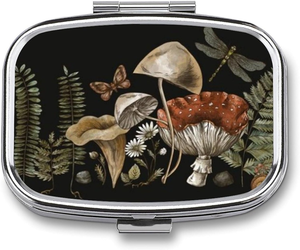 Metal 2 Compartment Pill Organizer Travel Friendly Portable Compact Pill Box Cute Pill Case для хранения витаминов, рыбьего жира, добавок, лекарств, планшетов для кошелька, кармана. (Завод)