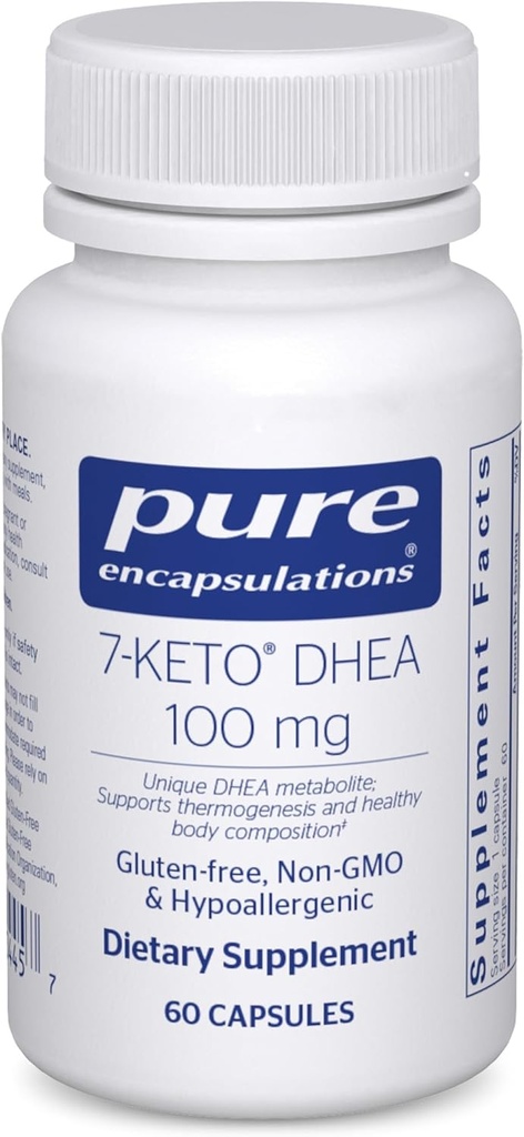 Pure Encapsulations 7- Keto DHEA 100 mg  годна за употреба добавка за поддържане на термогенезата и здравия състав на тялото*  по 60 капсули