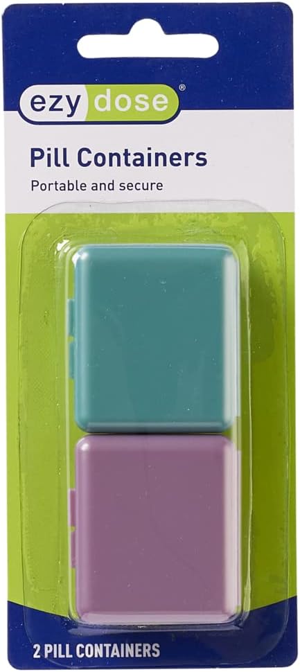 EZY DOSE Daily Travel mail Pharmacy Pill Organzer, Small caraganzer, Compact Medicine Cocker, Travel Friendly, Portable Pill Box, màu May Vary, 2-Pack, BPA Free
