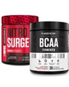 Jacked Factory Nitrosurge Shred Thermogenic Pre-Workout in Watermelon & BCAA in Fruit Punch for Body Recomposition, Muscle Building and Recovery