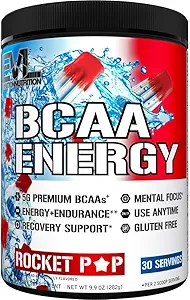 EVL BCAAs Amino Acids Powder - BCAA Energy Pre Workout Powder for Muscle Recovery Lean Growth and Endurance - Rehydrating Post Workout Recovery Drink with Natural Caffeine - Rocket Pop