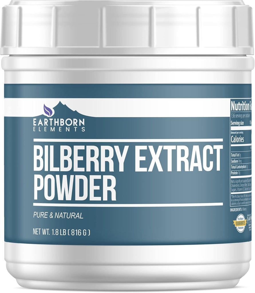 Earthborn Elementlər Bilberry Özü Toz 1.8 lb, Pure & Natural, Smoothies & Shakes
