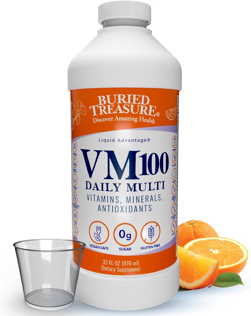 Trésor enseveli VM100 Daily Multi - 32 portions, supplément de vitamines liquides minéraux avec coupe de dose