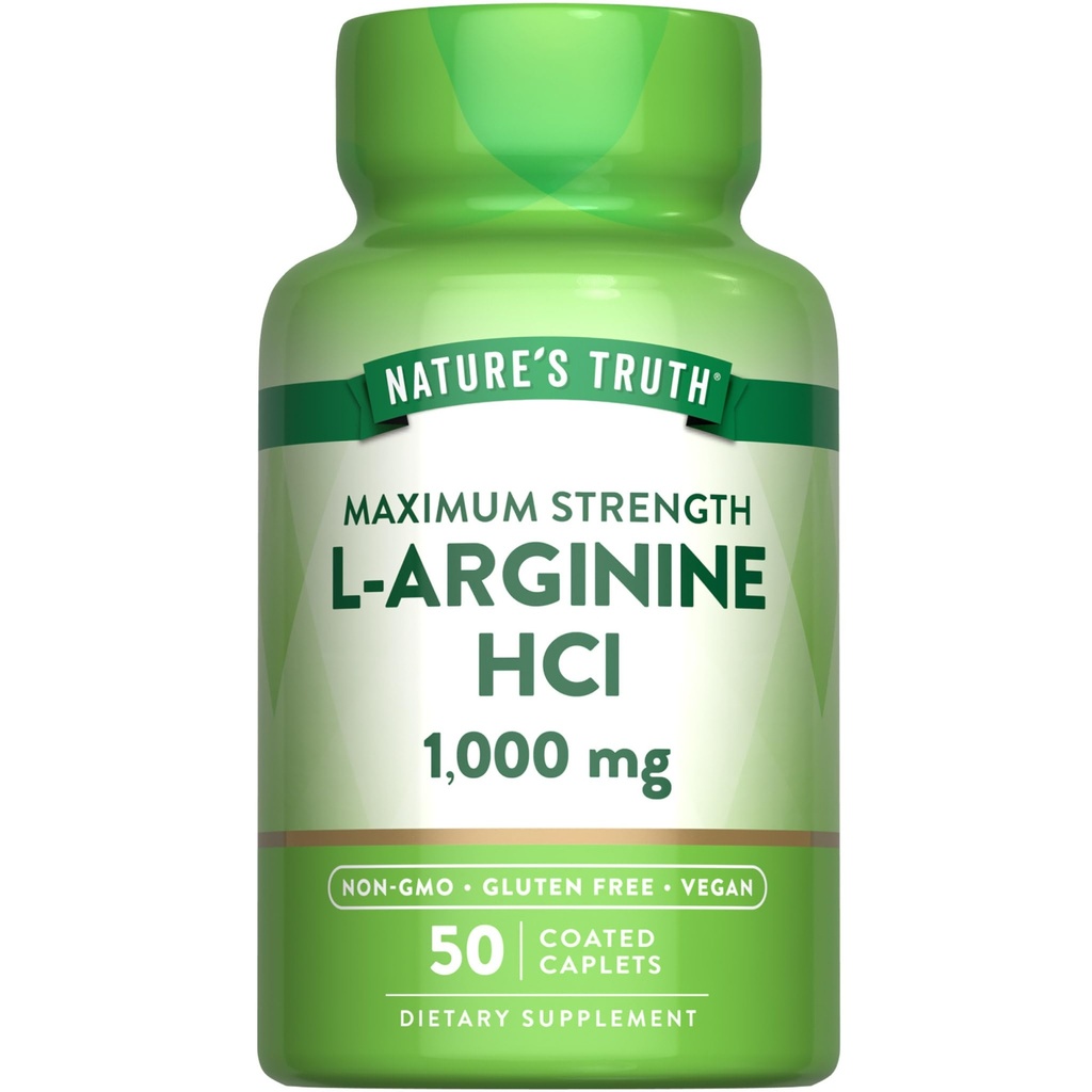 Nature's Truth L-Arginine HCL 1000mg | 50 Caplets | Essential Amino Acid Supplement | Vegan, Non-GMO & Gluten Free Supplement