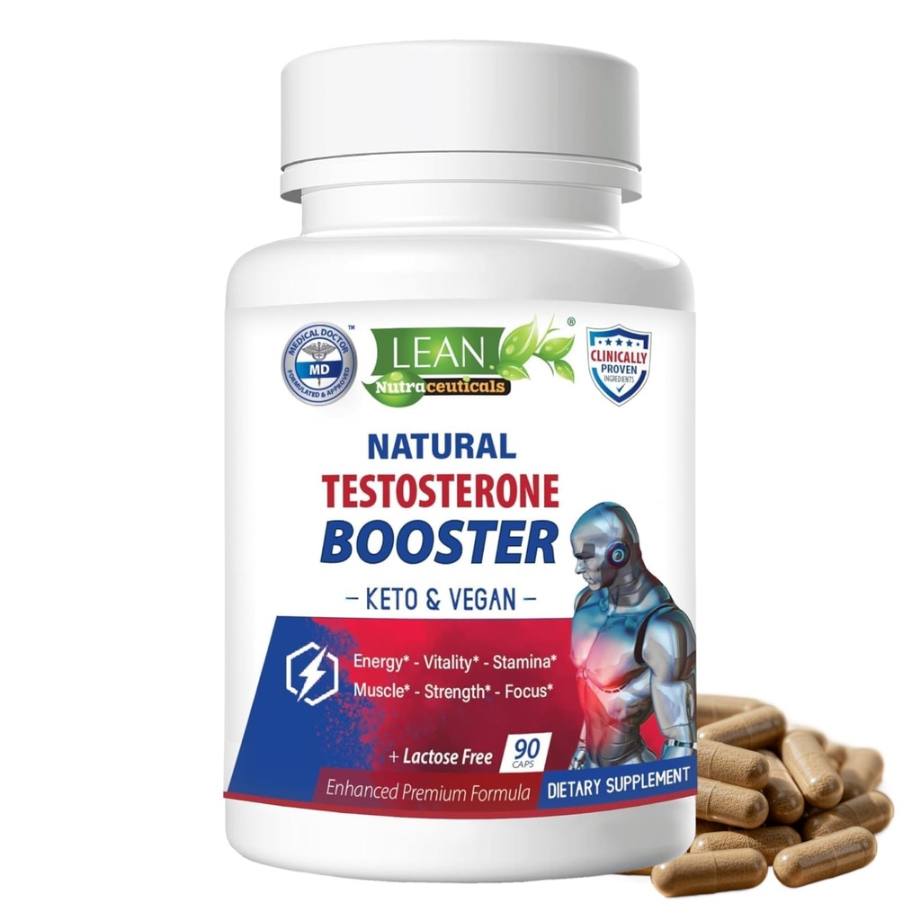 Testosterone Libido Booster Male Enhancing Supplement for Men, Vegan Tongkat Ali DHEA Boron L-arginine Hornygoatweed Zinc Muscle Builder Workout Energy Pill w/ Tribulus Terrestris Maca Root 90 Capsule