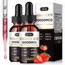 Vitamin B12 Liquid Drops Sublingual 10000 mcg, Triple B-12 Complex Supplement, Methyl & Methylcobalamin Blend for Women & Men, Mood & Energy Booster, Metabolism & Health Support, 2 Pack