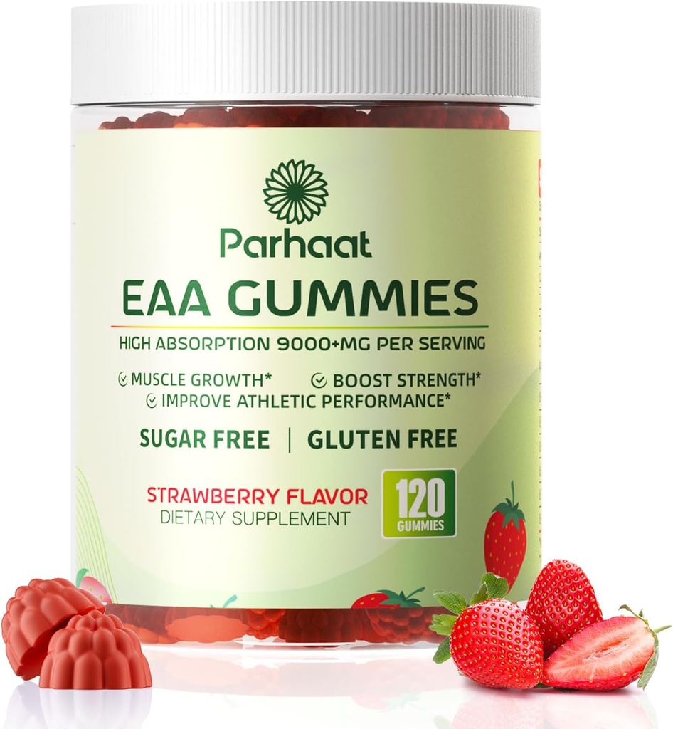 EAA Gummies 120 חניכיים (Strawberry), Amino Acids Essential - All 9 Aminos (EAA) וכל צ'סטין Aminos (BCAAs), Non-GMO, Gluten Free, Vegetarian Friendly Friendly Friendly