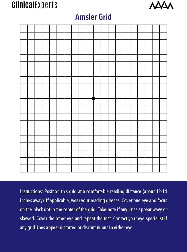 Amsler Eye Grid med magnetisk rygg - Daglig visjon Screening Tool for Macular Degenerasjon & Glaucoma Pasienter av kliniske eksperter (1 pakke)