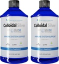 Lichid de argint coloidal - 12 PPM Premium Silver Solution, 60 MCG Per Serving, All Natural, Vegan Immune System, Ionic Silver Water Daily Mineral Supplement (2-16 Fl oz Botts)