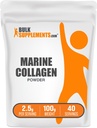 BulkSupplements.com Marine Collagen Powder - Marine Collagen Peptides Supplement, for Hair, Skin, & Nails - Hydylyzed & Gluten Free, 2,5 g per Serving, 100g (3.5 oz) (1-es csomag)