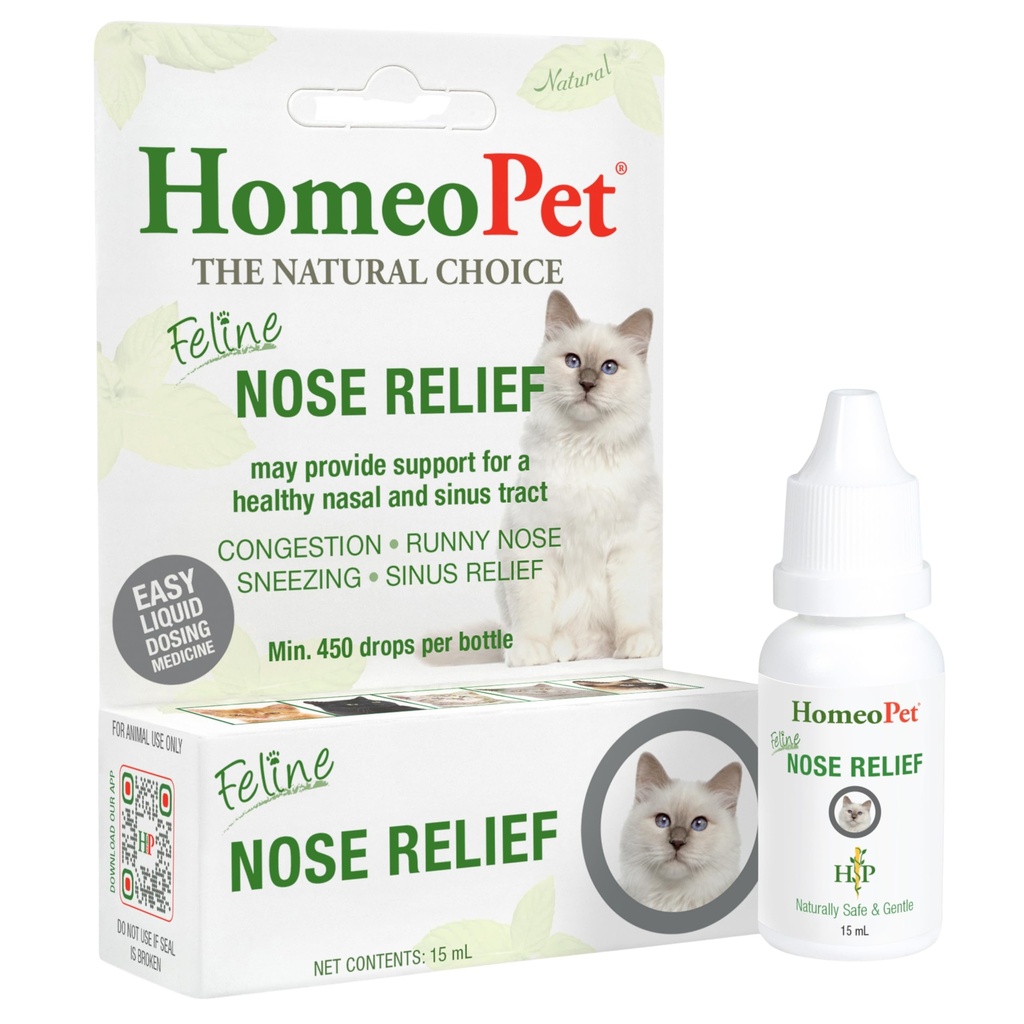 HomeoPet Feline Nose Relief, Safe and Natural Nasal and Sinus Supplement for Cats, 15 Milliliters