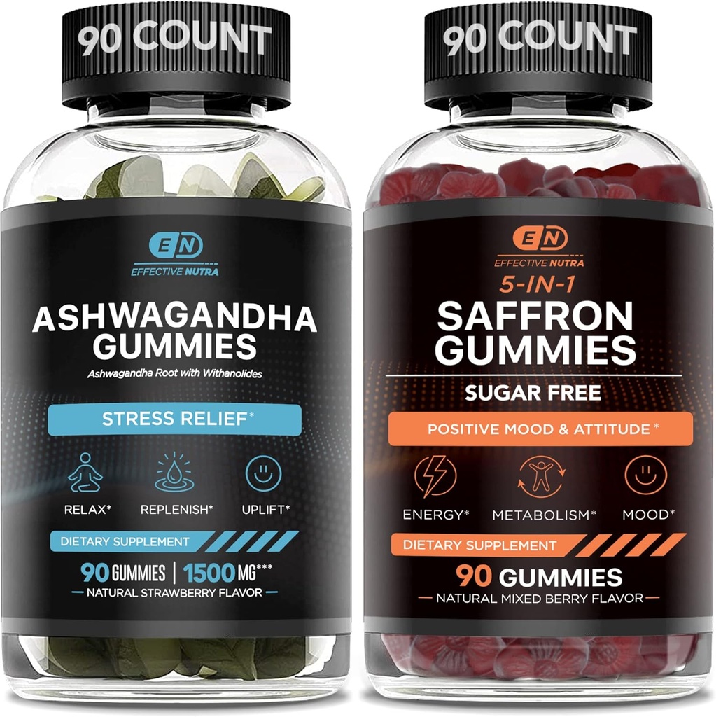 EFFECTIVE NUTRA Ashwagandha Gummis & Saffron Gummis