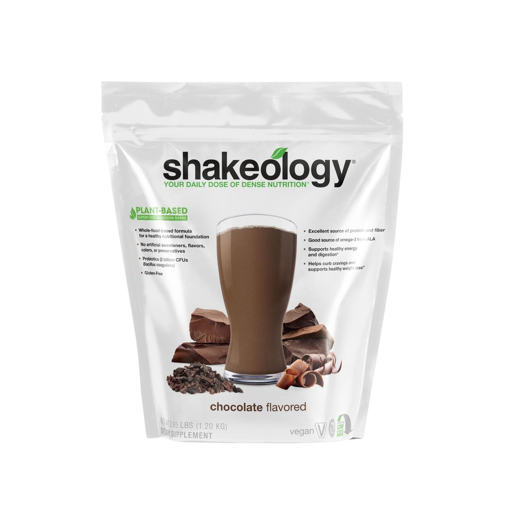 BODi Shakeology Plant Based Protein Powder Blend – Gluten-Free Shake with Vitamins and Minerals – Helps Support Weight Loss, Lean Muscle, Gut Health – Chocolate, 30 Servings