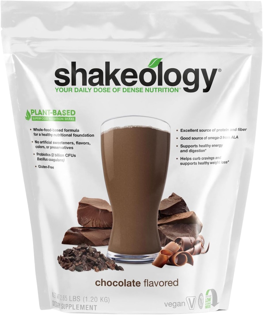 Shakeology Plant Based Protein Powder Blend - Bezglutenowy shake z witamin i minerałów - Pomaga wspierać utratę wagi, Lean Muscle, Gut Health - Czekolada, 30 Służenie