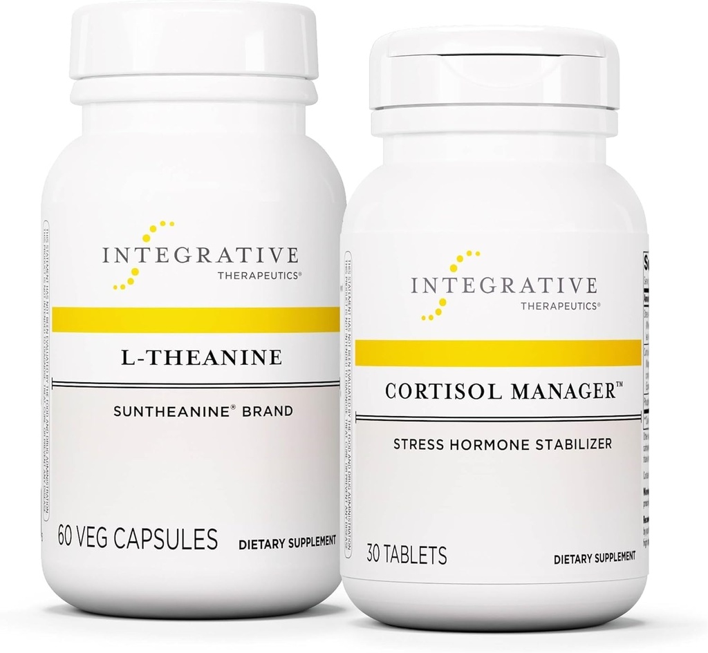 Terapia Integrativa Bundle con Cortisol Manager, 30 compresse & L-teanina, 60 capsule - Responsabile Cortisol per il Supporto Stress con Ashwagandha* - L-teanina per sostenere uno Stato Rilassato*