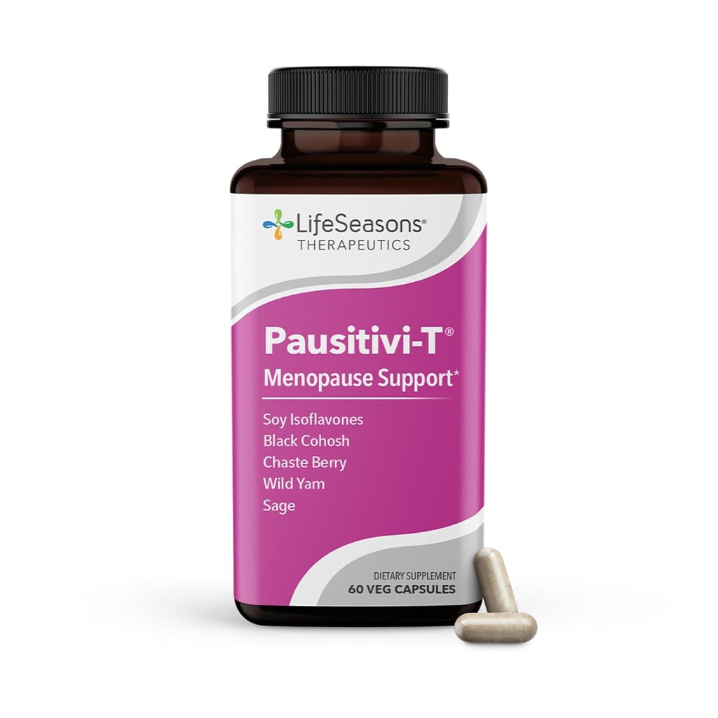 LifeSeasons Pausitivi- T Beau- T - Menopauza Support Supplement - Erőteljes megkönnyebbülés forró villanások, Hormonegyensúly és éjszakai izzadás - Nurises szövet - Sage, Chasteberry, Soy Isoflavones
