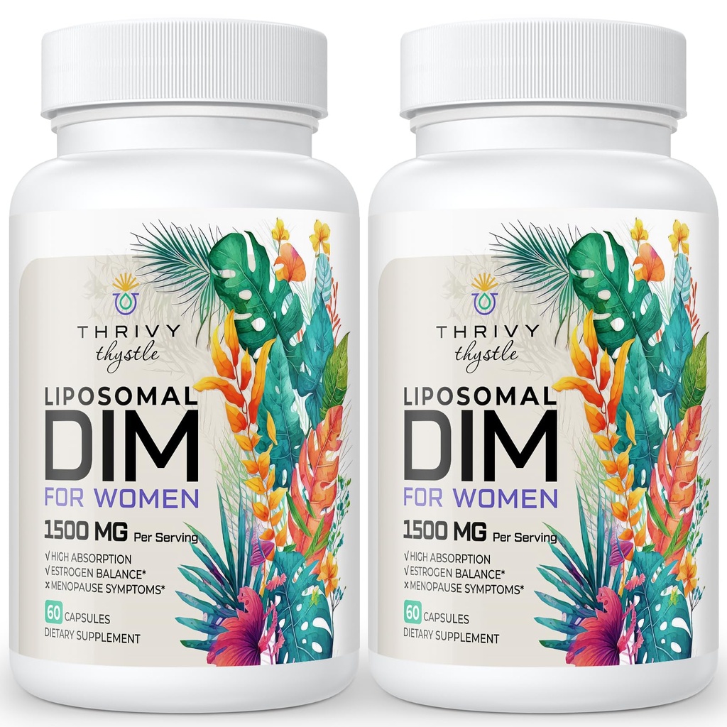 Liposomal DIM 400 mg - Hormone Balance, Estrogen Support for Women, DIM Supplement with Vitamin E, Evening Primrose, Black Cohosh, Omega-3 Fatty Acids (120 Capsules)