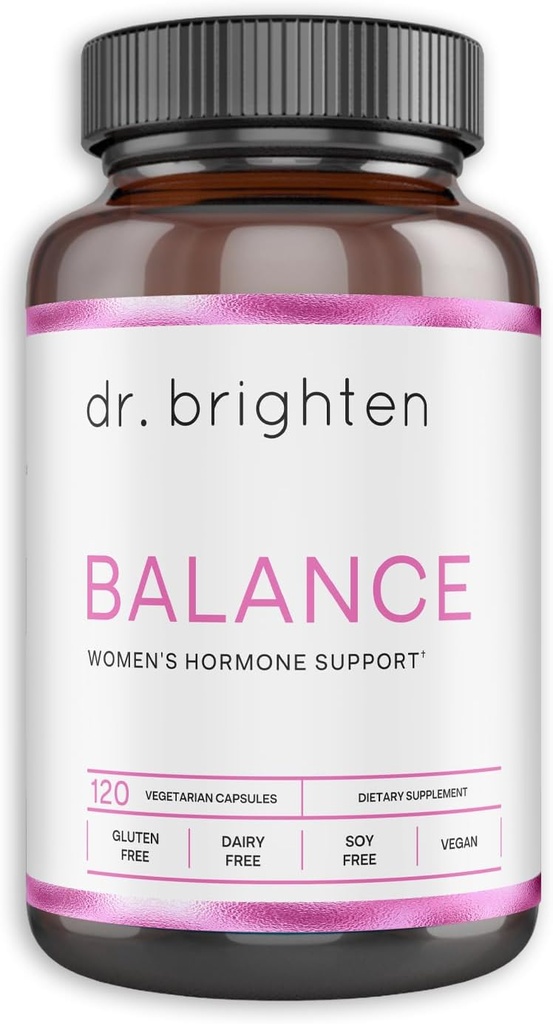 Dr. Brighten Echilibru - Echilibrul hormonal pentru femei cu Chasteberry și DIM - Obiective Acnee hormonale, Probleme de perioadă, & PMS - Vegan, Non-GMO