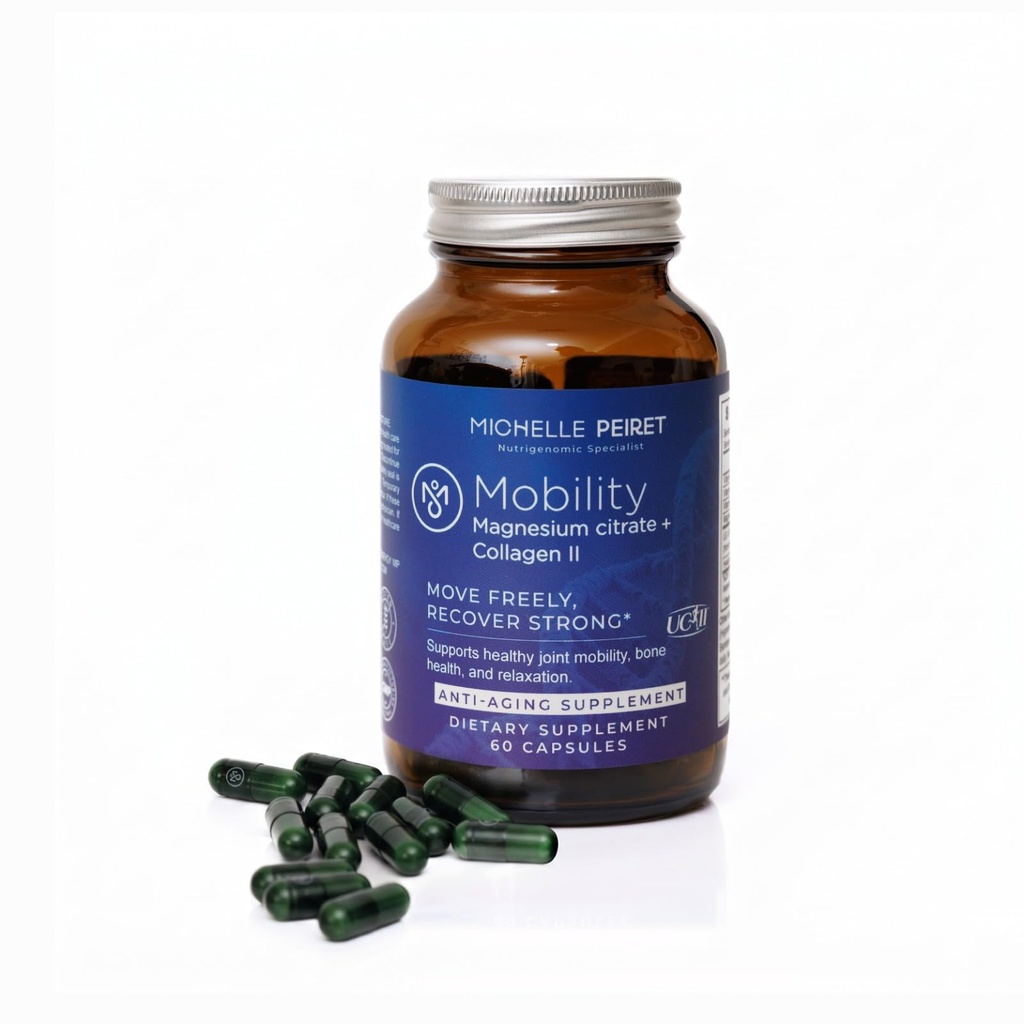 Mobility - Magnesium + Collagen Supplement with Hyaluronic Acid & Vitamin C | Supports Bones, Joints & Muscles | Gluten-Free & Non-GMO | 60 Capsules for Men & Women