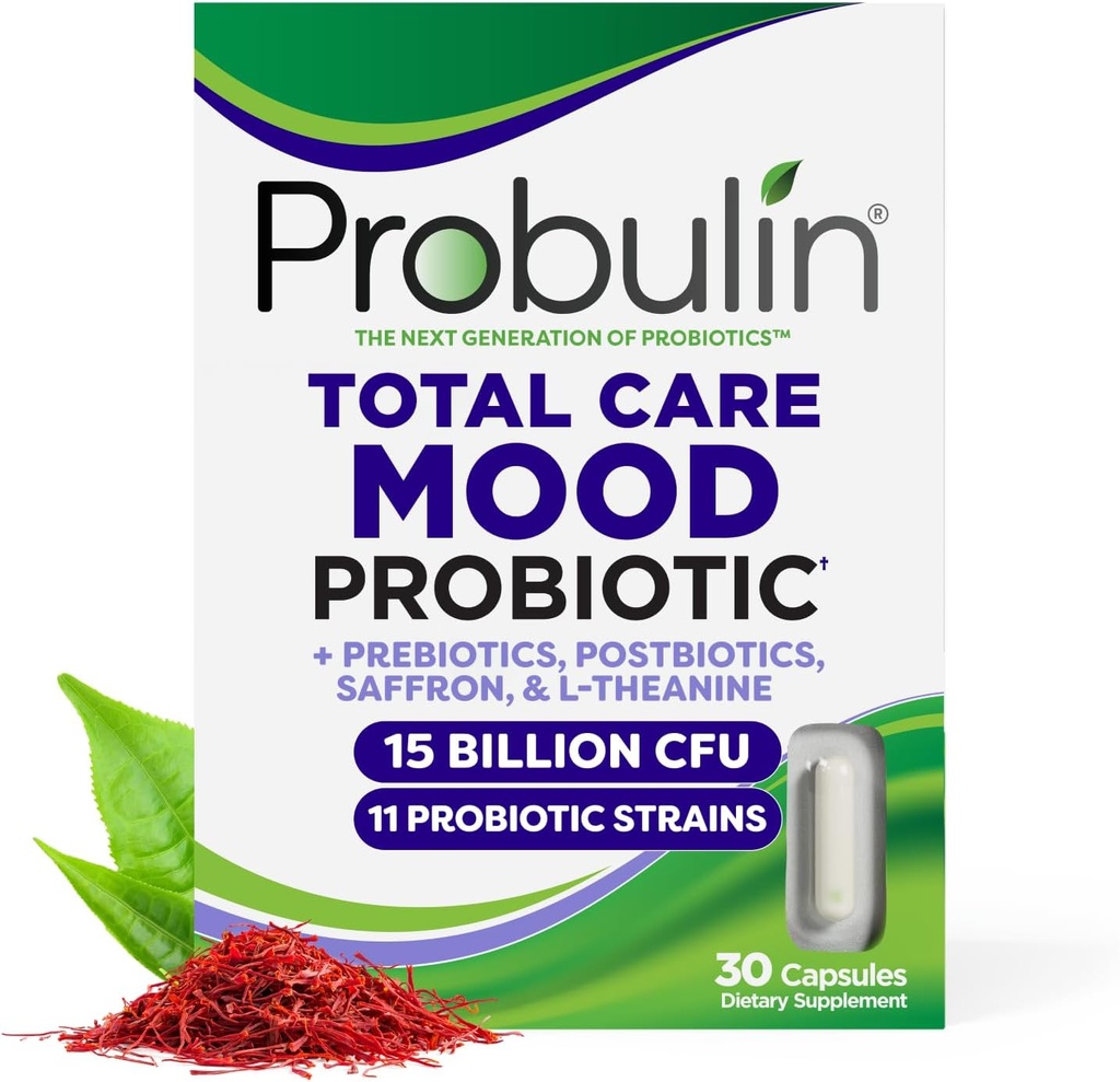 Saffron olan Qadınlar üçün probulin Mood Probiyotiks, L Theanine, Probiyotik, Prebiyotik, Postbiyotik - Mood Təhsil & Gut Support - Vegan, GMO, 30 Kapsüls