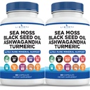 Liberty Lifestyle Sea Moss Black Seed Oil Ashwagandha Turmeric Bladderwrack Burdock - with Manuka, Honey Dandelion, ACV Black Pepper Gluten Free - 2-Pack