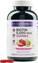 NatureWise Biotin Gummies - Sveikų plaukų, odos ir stiprių nagų palaikymas - Vitaminas B7 5000µg - Natūralus grožis - Brašerry- Kiwi Flavor - Vegan, Non- GMO, Gluten Free - 180 Count [90 dienų tiekimo]