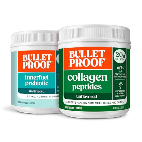 Bulletproof Duo Kit | Collagen Peptides Protein Powder for Skin, Bones and Joints — 18g Protein, 17.6 Oz & InnerFuel Prebiotic Fiber Powder for Gut, Gas Relief, Digestive Health and Immune Support