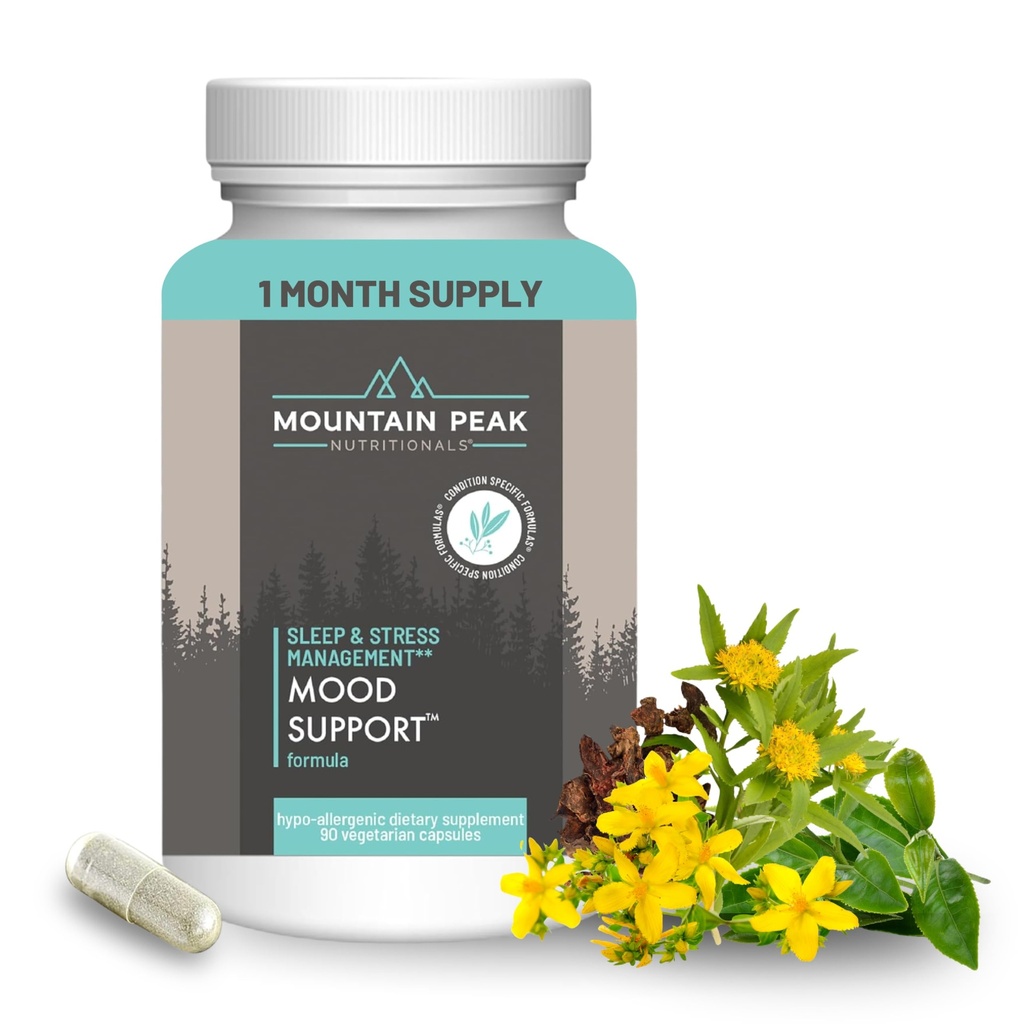 Mountain Peak Nutritionals Mood Support Formula - Supports Serotonin Levels - Hypoallergenic Dietary Supplement (90 Vegetarian Capsules)