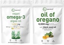 Micro Ingredients Oil of Oregano Softgels 300 Count & Vegan Omega 3 Algae Oil Addition Bundle 2 Package 124; Carvacrol & Thymoquinone ® 124; Full Spectrum Omega-3 Alternative