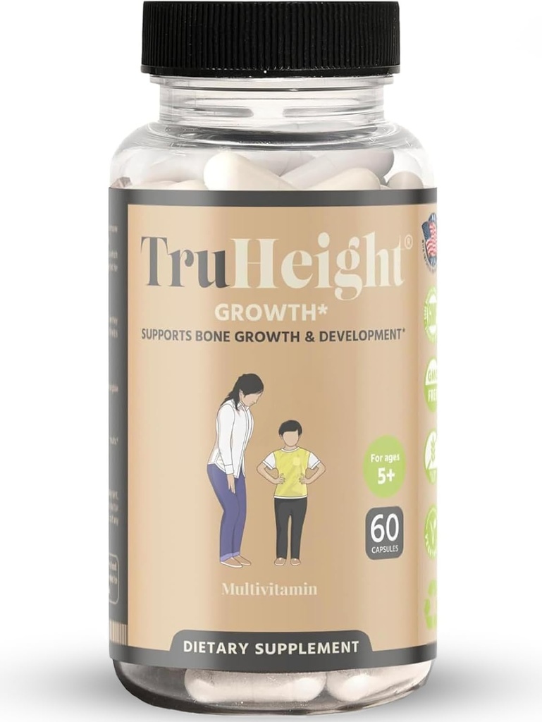 TruHeight Growth Capsules - Natural Growth & Development Supplement for Kids & Teens - Beendet von Kinderärzten - Vitamin D, K, Calcium & Ashwagandha - Knochenstärke Kapseln - Kinder Vitamine, Alter 5+