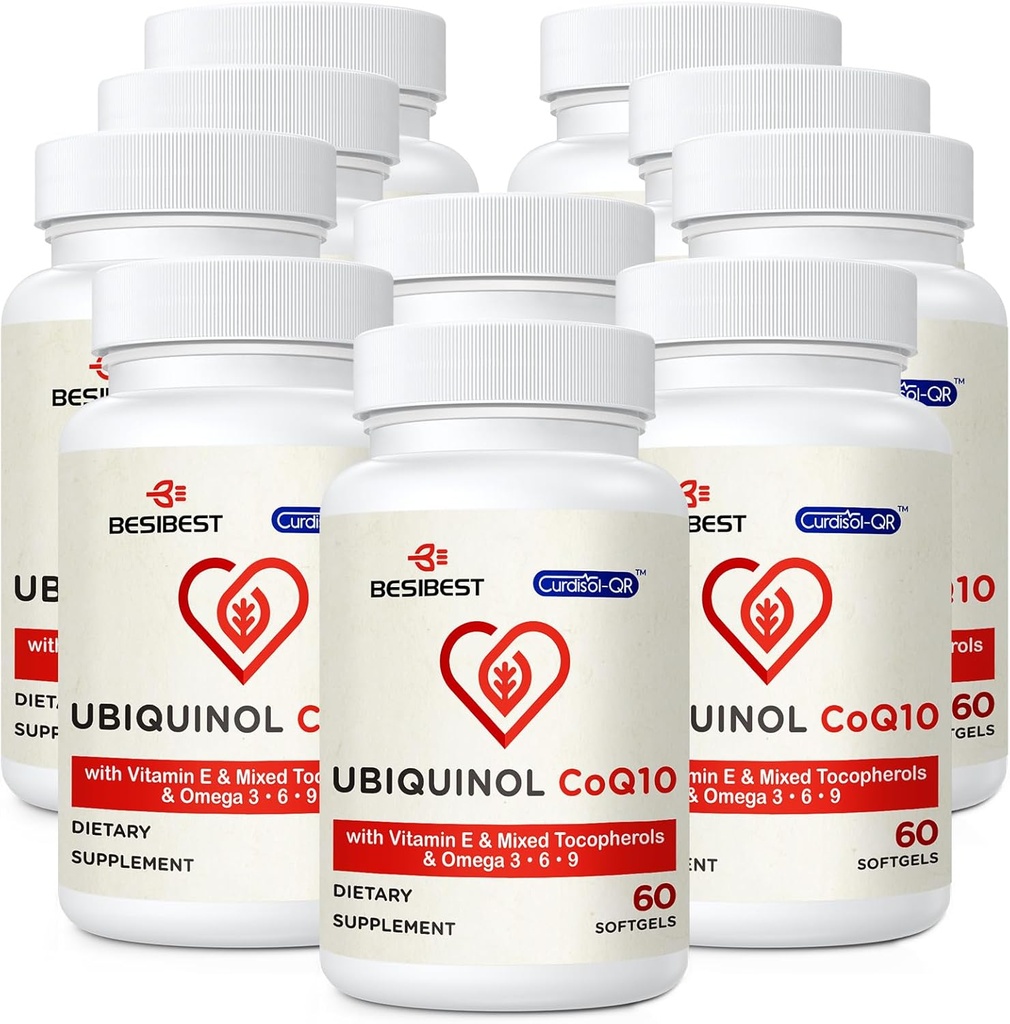 Ubiquinol CoQ10-600mg-Softgel, Active Coq10 Ubiquinol Supplement with Vitamin E & Omega 3, 6, 9, High Absorption-Coenzyme-Q10, Powerful Antioxidant for Energy Production, Tested, 600 Count