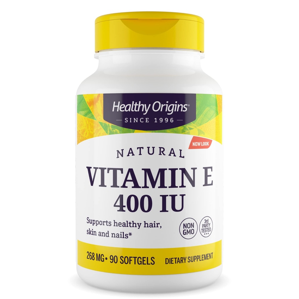 Healthy Origins Vitamin E 400 IU (268 mg), 90 Liquid Softgels - Natural Mixed Tocopherols (d-Alpha, d-Beta, d-Gamma, d-Delta) - Supports Cardiovascular Health, Immune Function & Skin Cellular Support