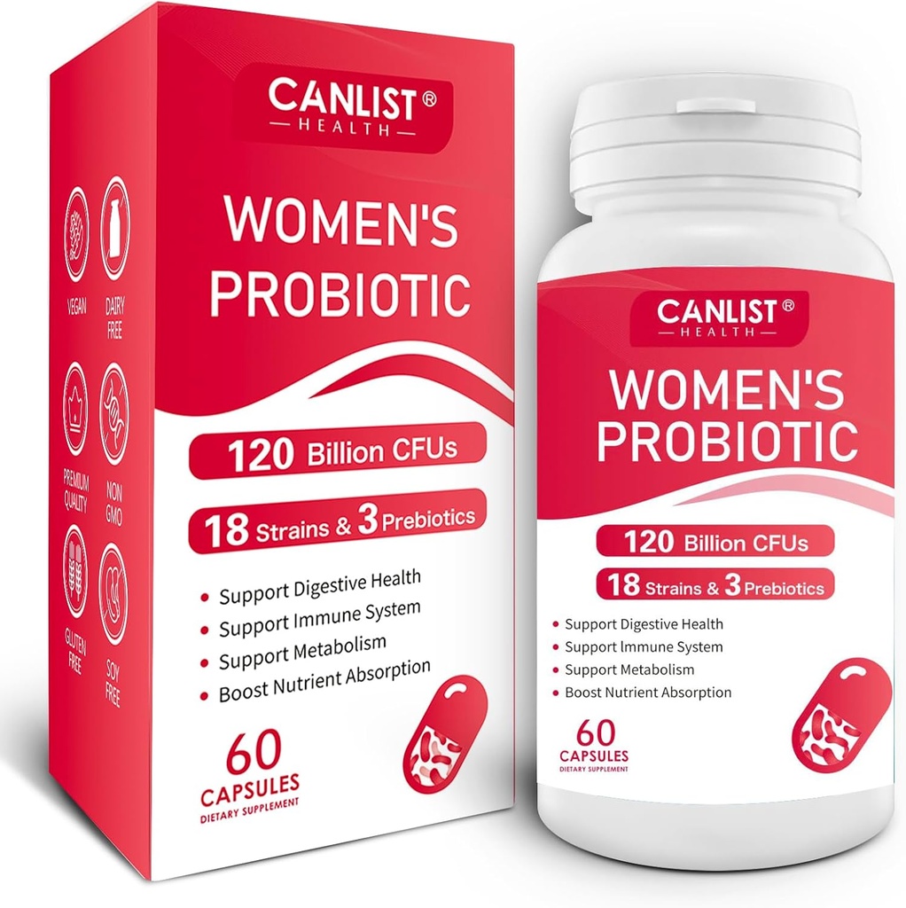 Nők probiotikus120 Millió CFU 18 Strains 3 Prebiotikumok és emésztési Enzimek Tartalmazza Organic Prebiotic Cranberry Women 's Health Digestic & Immune Support Non-GMO Soy Gluten Dairy Free
