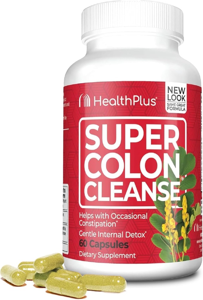 Health Plus Super Colon Cleanse 15 päivän tarjonta Gentle Gut Cleanse Detox, Psyllium Husk, Probiootit ummetus Relief & Ruoansulatuskanavan tuki, 60 kapselia