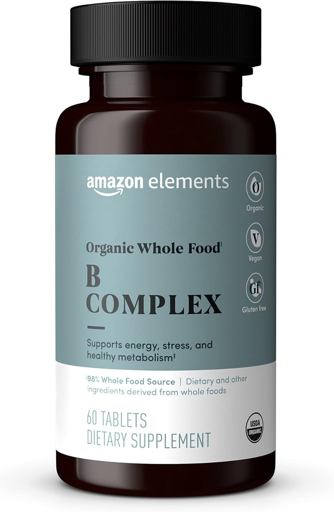 Elements Organic Whole Food B Complex, 98% Whole Food Source, Dietary and other components derivated from whole food, 60 tablets