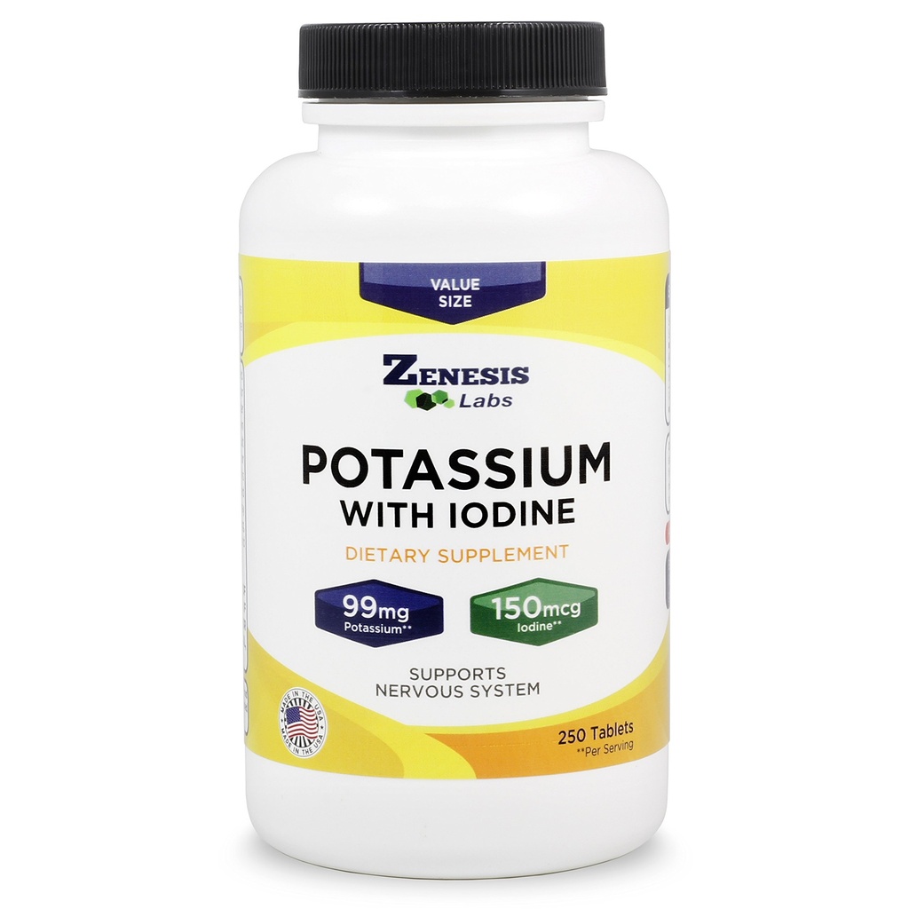 Potassium Gluconate 99mg + 150mcg Iodine from Kelp Bulk (250 Tablets/Bottle)