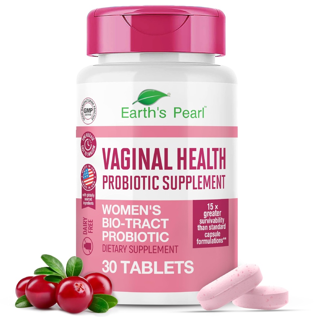 Earth's Pearl Vaginal Probiotics for Women - 15 x More Effective with BIO-Tract®, 3 Billion CFU, Probiotic & Prebiotic Blend, Promotes Healthy Vaginal Odor & pH Balance for Women - Only 1 Tablet/Day