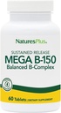Natures Plus Mega B150 Complex, Sustained Release - 60 Tablets Vegetarian - Maximum Potency B Complex Vitamin Supplement - Gluten-Free - 60