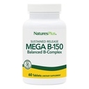 NaturesPlus Mega B-150 Complex - 60 Sustained Release Vegetarian Tablets - Maximum Potency B Complex Vitamin Supplement - Energy & Brain Booster - Gluten Free - 60 Servings
