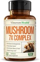 Complexo de Mushroom Potent con Turquía Tail, Lions Mane Extract, Shiitake Mushrooms, Reishi, Cordyceps, Maitake, Chaga & More - 7-in-1 Suplemento de cogomelos para claridade mental, enerxía natural e foco