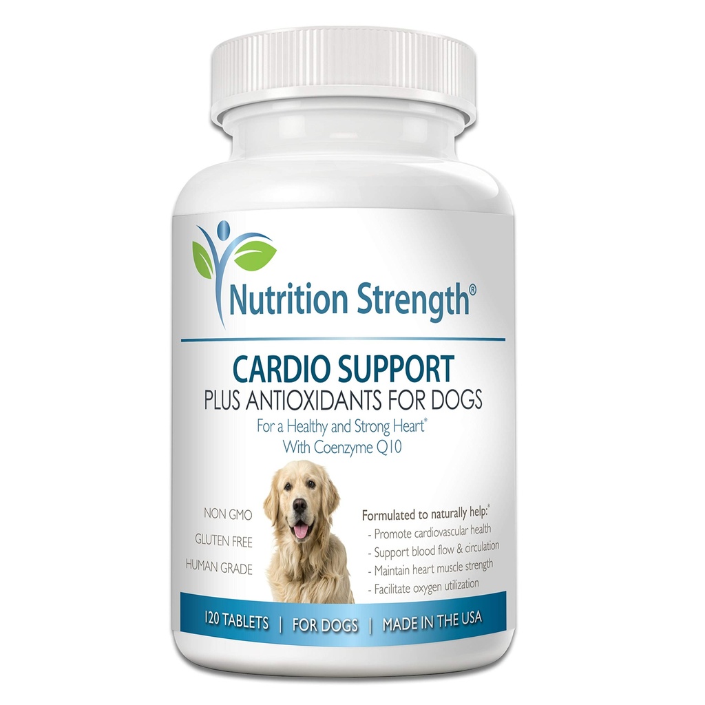 Cardio Support for Dogs Plus Antioxidant, L-Carnitine, L-Taurine, with Coenzyme Q10 and Vitamin E, Promotes a Healthy and Strong Dog Heart, 120 Chewable Tablets