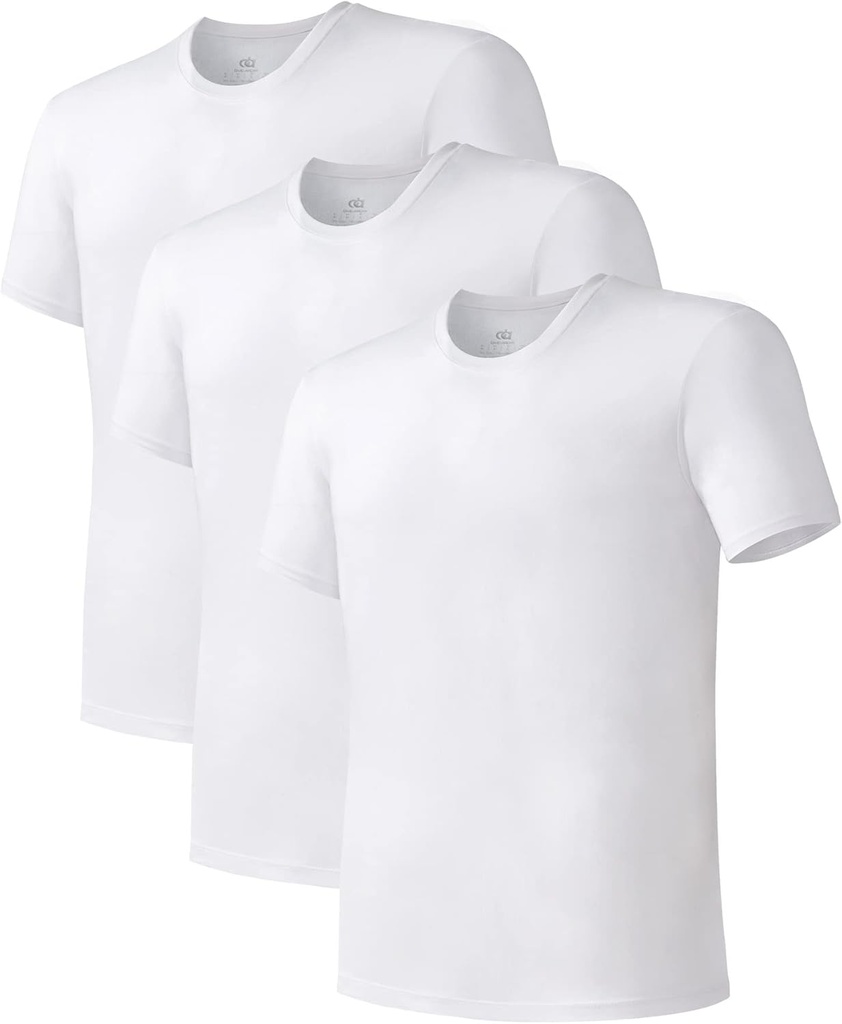 DAVID ARCHY Herren Unterhemd Bamboo Rayon Moisture-Wicking Crewneck T-Shirts Stretch Tees für Herren, 3 oder 5 Pack