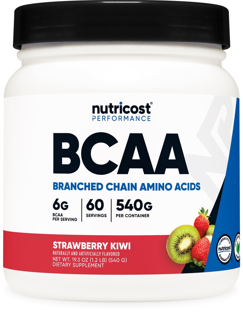 Nutricost BCAA Powder (Strawberry Kiwi) 60 Servings - Optimal 2:1:1 Ratio