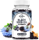 Svart Seed Olje Gummies-Organic Cold Pressed Nigella Sativa Svart Seed Olje med Honning, Vitamin B6, C, D3, Turmeric, Pomegranate, Støtte Immunitet, Digestion, Hjernefunksjon, Hår & Hud-60 Gummies