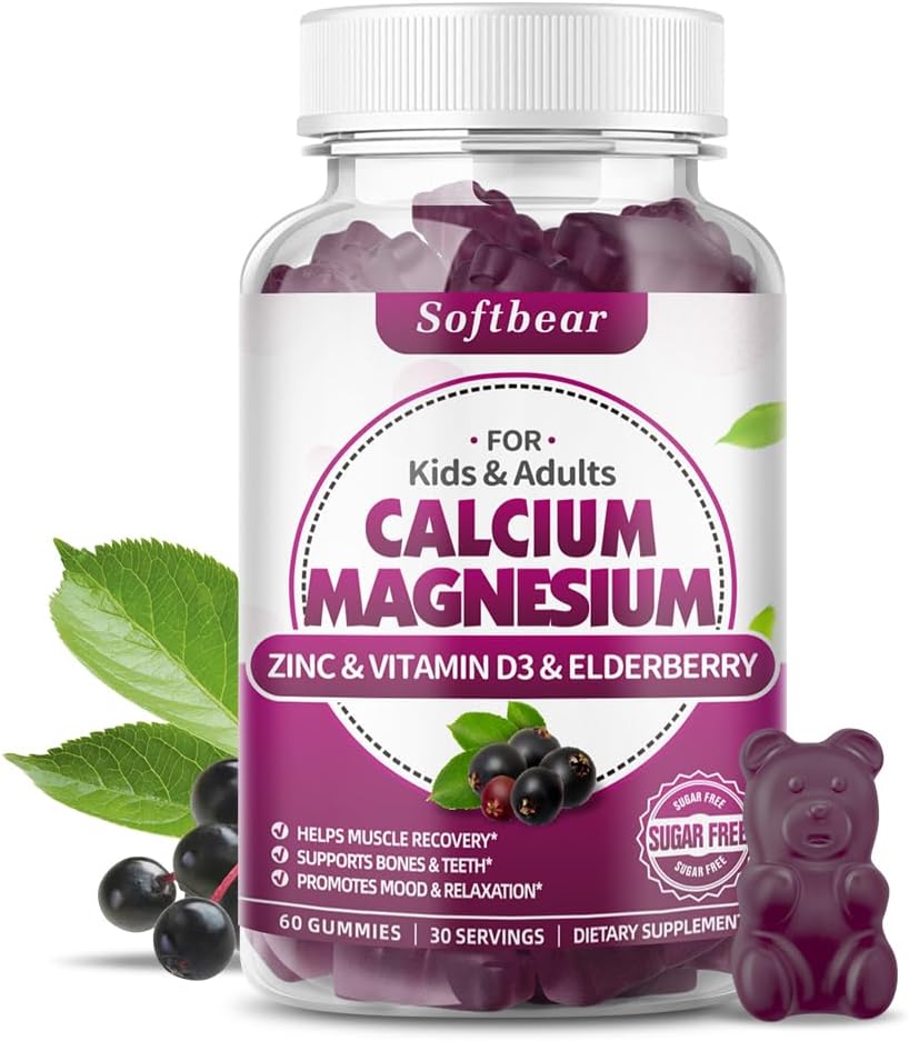Superbie Calcium Magnesium Zync Gummies for Women, High Absoption Cames Magnesium supplement for board supplement, Sween-frees, Geryballie Flavies 60 Gamies