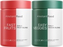 Codeage Instantfood Vegetais fáceis + Frutas rápidas Vitaminas Bundle, 30+ Vegetais diários & Frutas em pó, Comida inteira verde, Multivitamin, Fibras, Vegan Superfood Minerals Suplemento - 180 Cápsulas