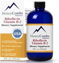 HoneyCombs Vitamin B2 Riboflavin Supplement Flydende dråber - Høj potens Vitamin B2 for mænd og kvinder - Opretholde sund fordøjelse, nervesystemet, hår, hud, negle - Vegansk flydende vitaminer (8 Fl oz)