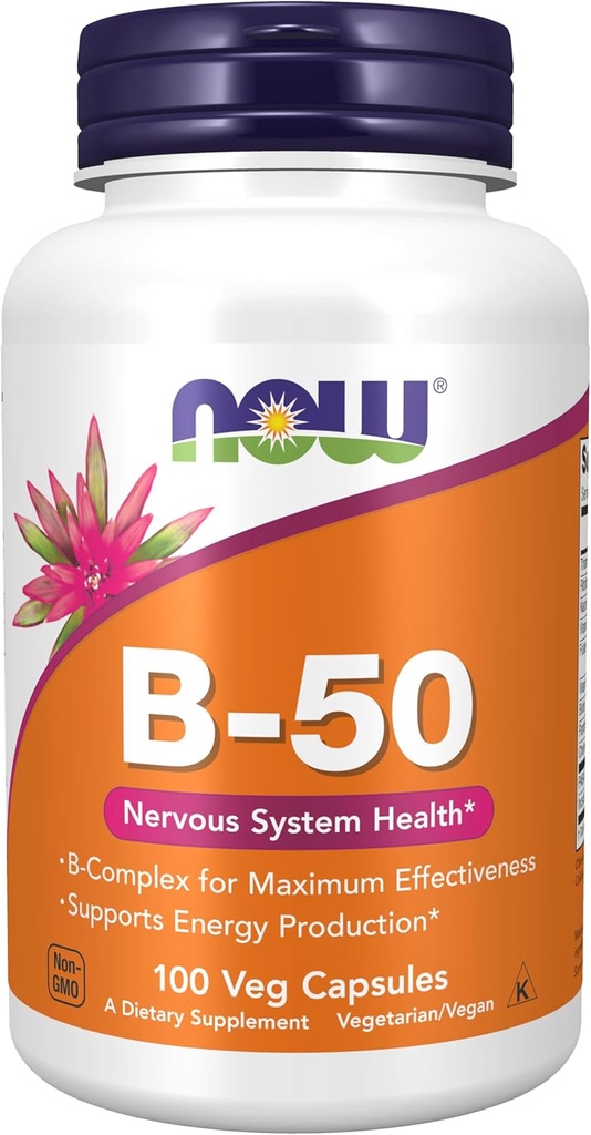 ملحقات الأغذية الحالية، فيتامين B-50 ملغم، إنتاج الطاقة*، صحة نظام نيرفوس*، 100 Veg Capsules